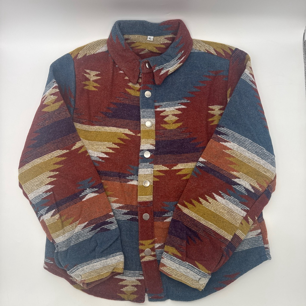 Aztec Pattern Lightweight Button Shirt Jacket Xl - image 4